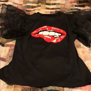 NWT Unique MUA Chiffon Sleeve Top- 60s Chic!